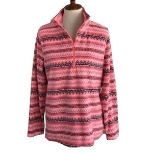 Pink fleece quarter zip pull over sweatshirt jacket